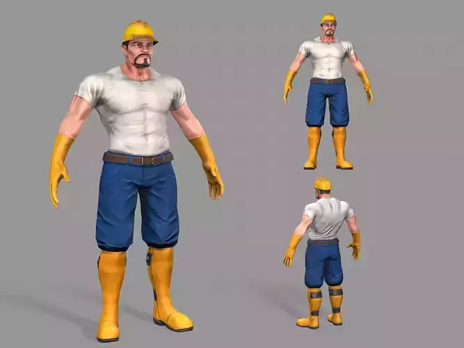 Worker construction wearing gloves and hard hat