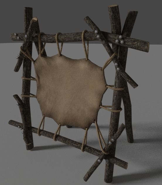 tanning rack Low-poly 3D model_2