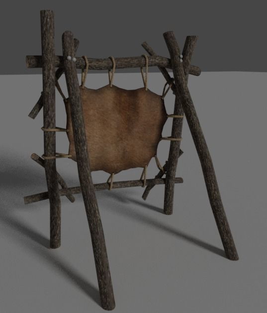 tanning rack Low-poly 3D model_3