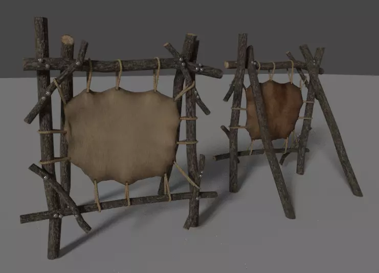 tanning rack Low-poly 3D model_0