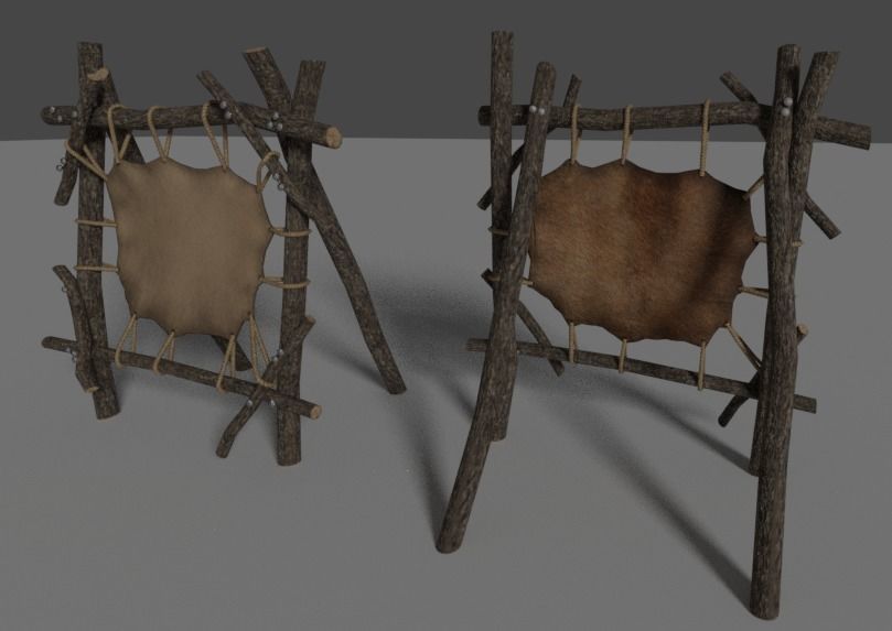 tanning rack Low-poly 3D model_1