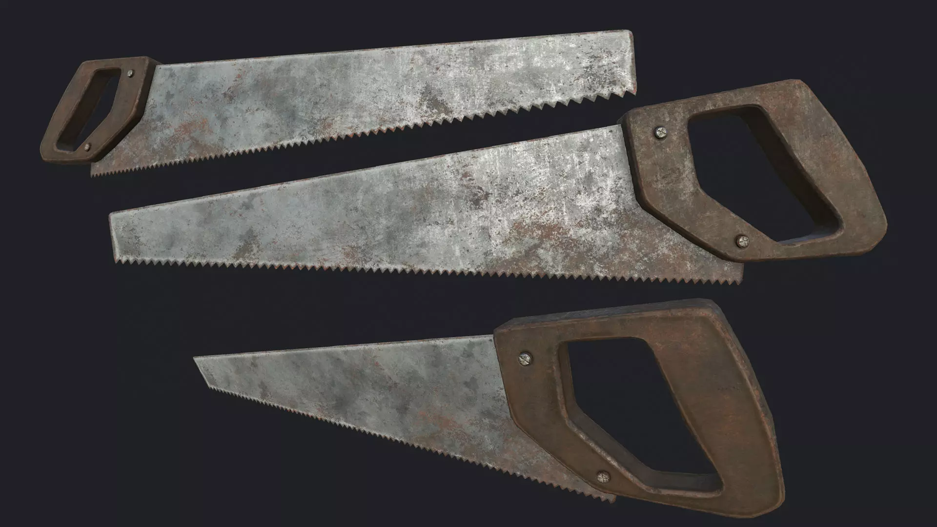 Old Wood Saw PBR Low-poly 3D model_0