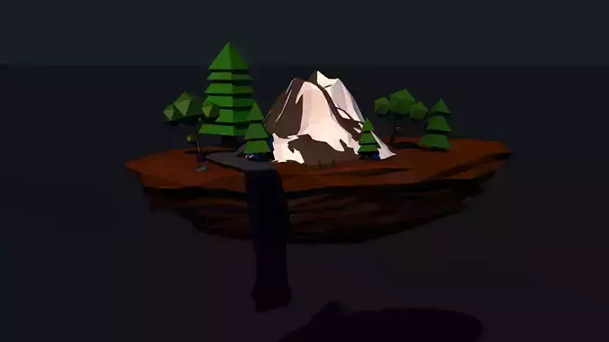 Island low poly with trees