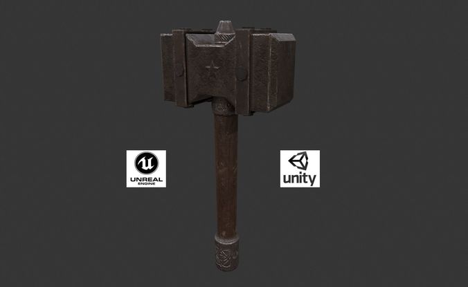 MEDIEVAL HAMMER Low-poly 3D model