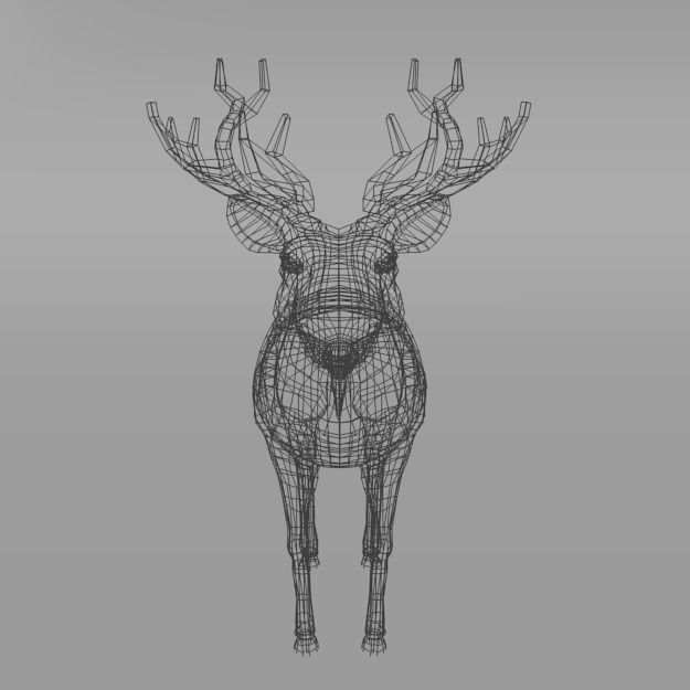 Moose with antlers Low-poly 3D model_7
