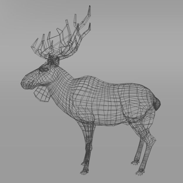 Moose with antlers Low-poly 3D model_6