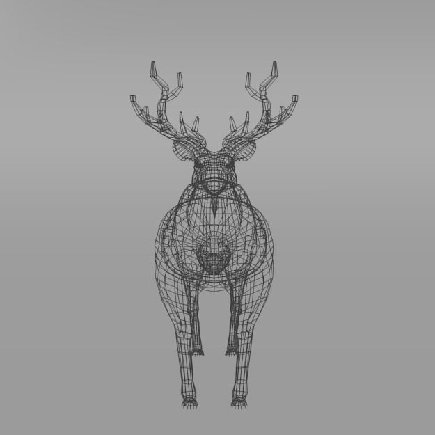 Moose with antlers Low-poly 3D model_5