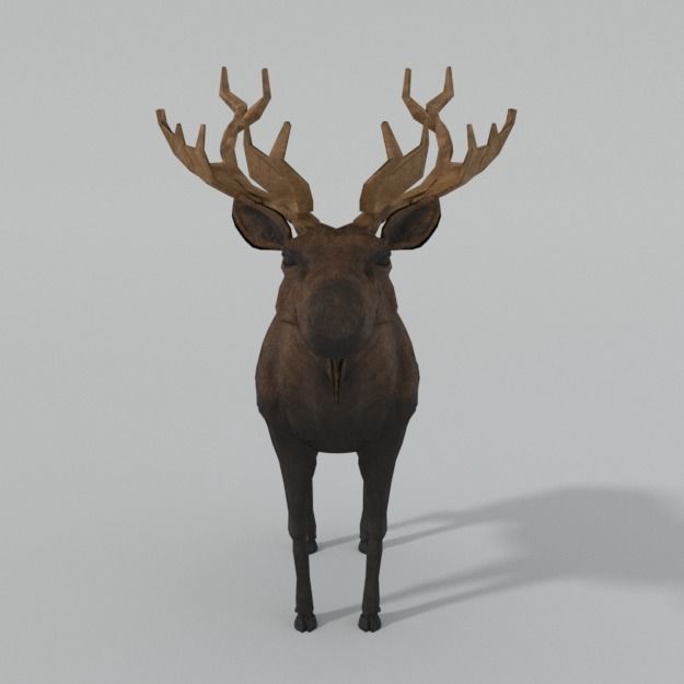 Moose with antlers Low-poly 3D model_2