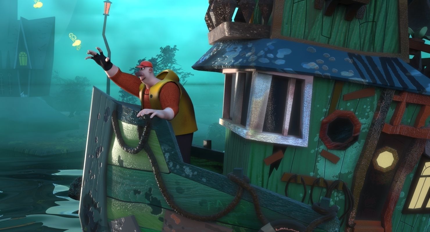 Lighthouse and Fireflies Low-poly 3D model_5