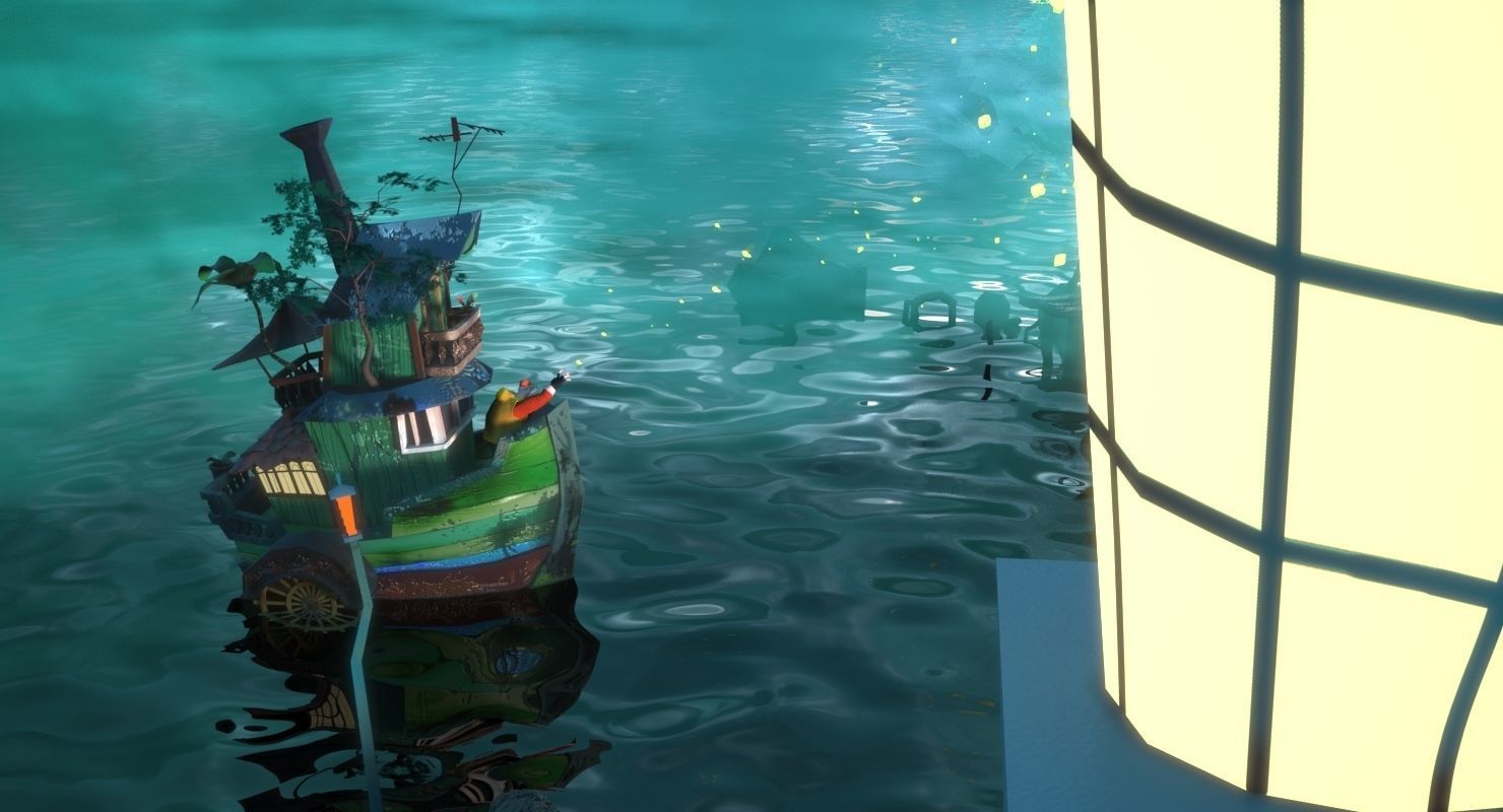 Lighthouse and Fireflies Low-poly 3D model_4