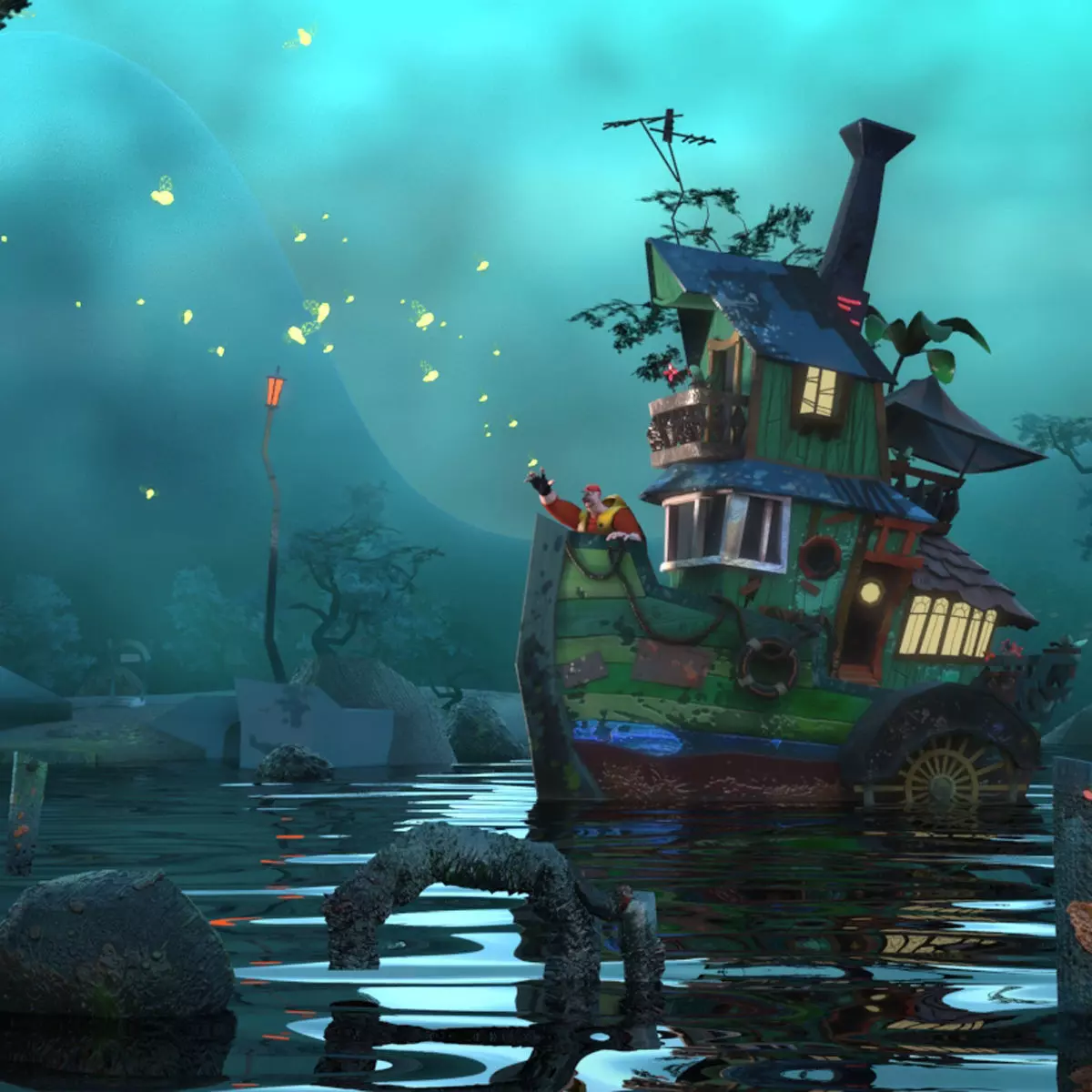 Lighthouse and Fireflies Low-poly 3D model_0