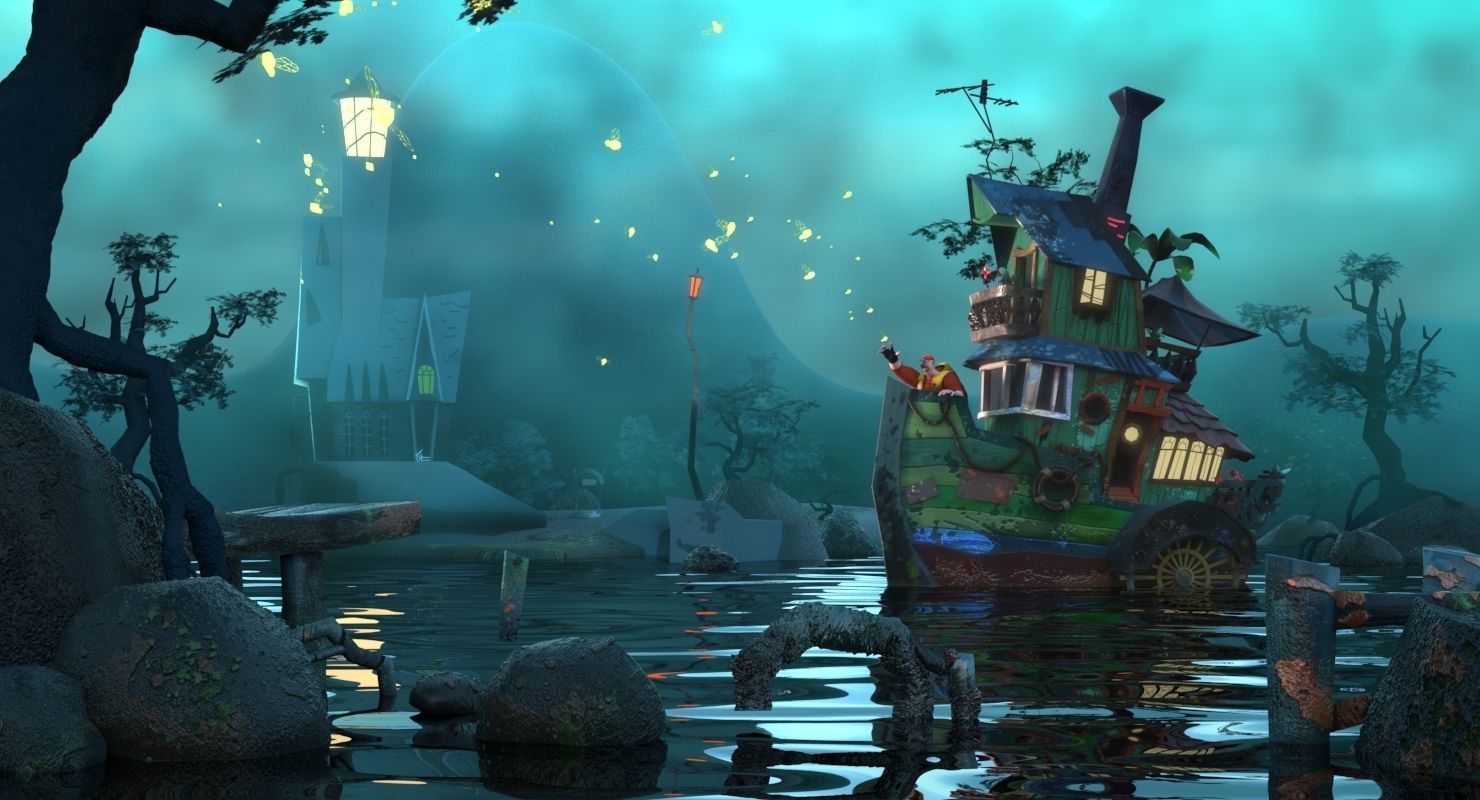 Lighthouse and Fireflies Low-poly 3D model_1