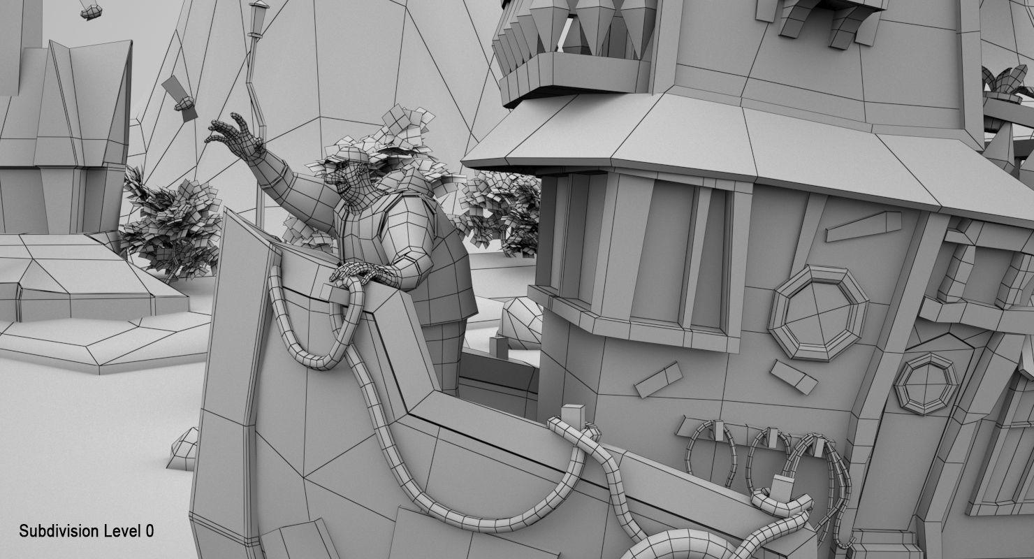 Lighthouse and Fireflies Low-poly 3D model_12