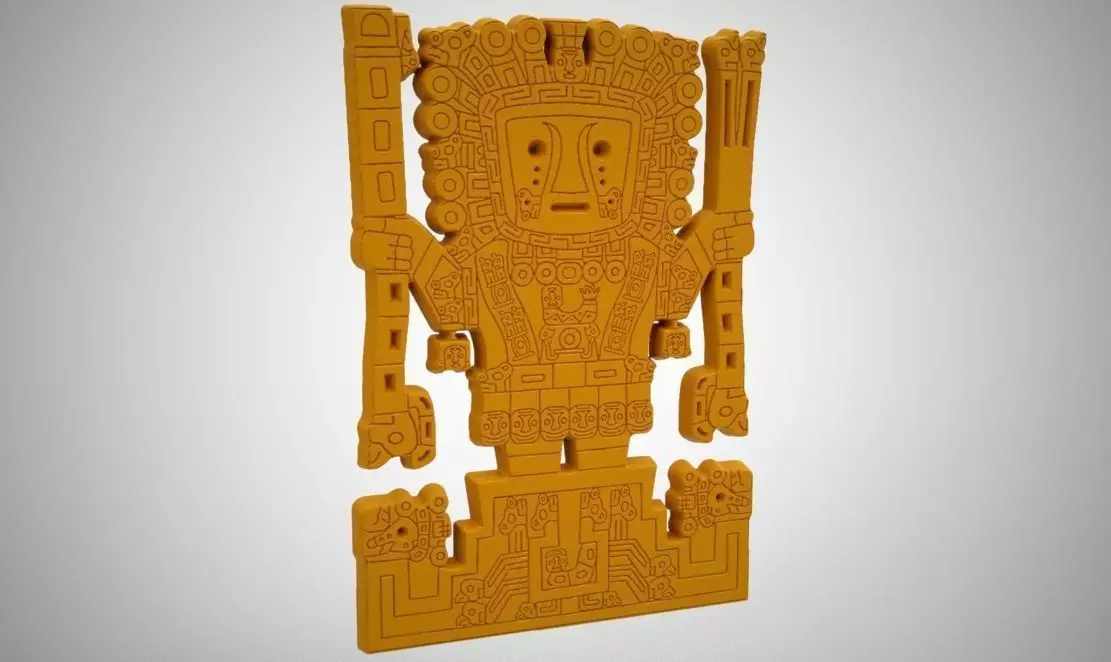 Viracocha aztec statue in turquoise 3D print model_0