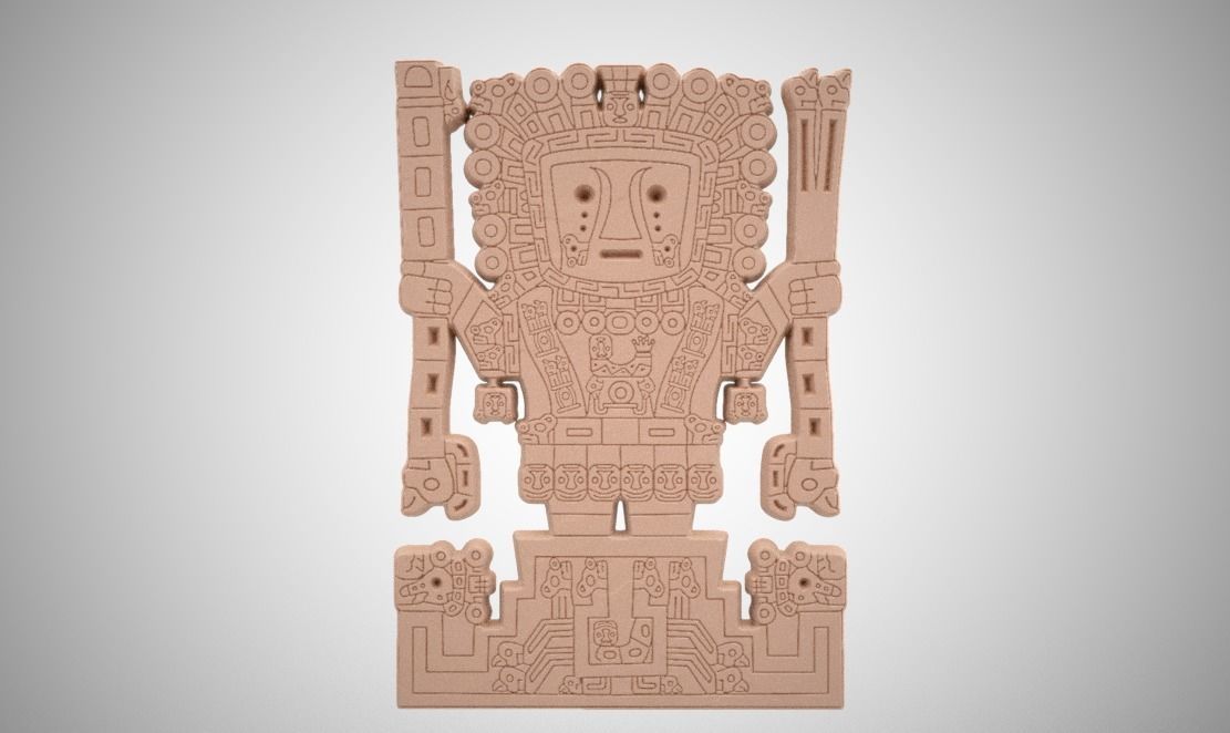 Viracocha aztec statue in turquoise 3D print model_6