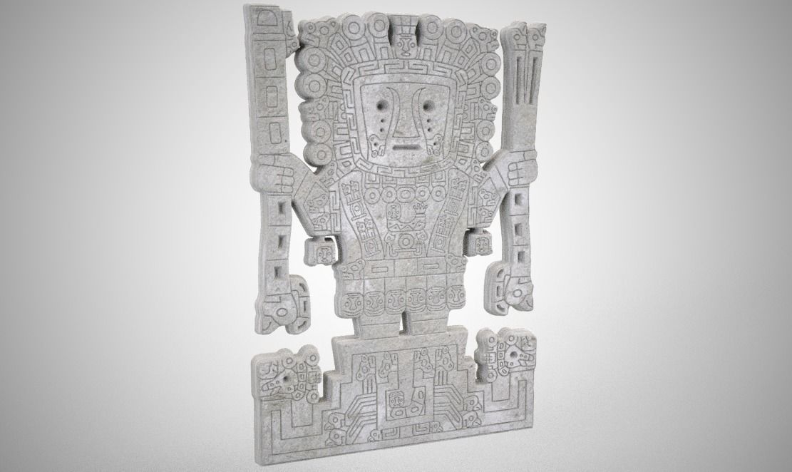 Viracocha aztec statue in turquoise 3D print model_5