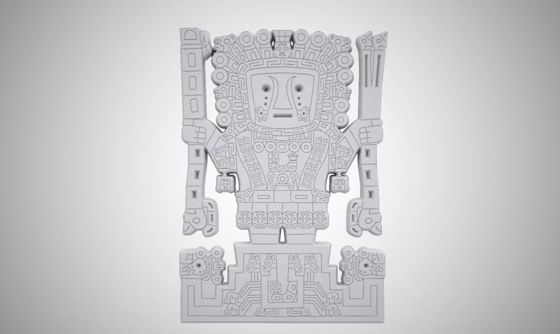 Viracocha aztec statue in turquoise 3D print model_9