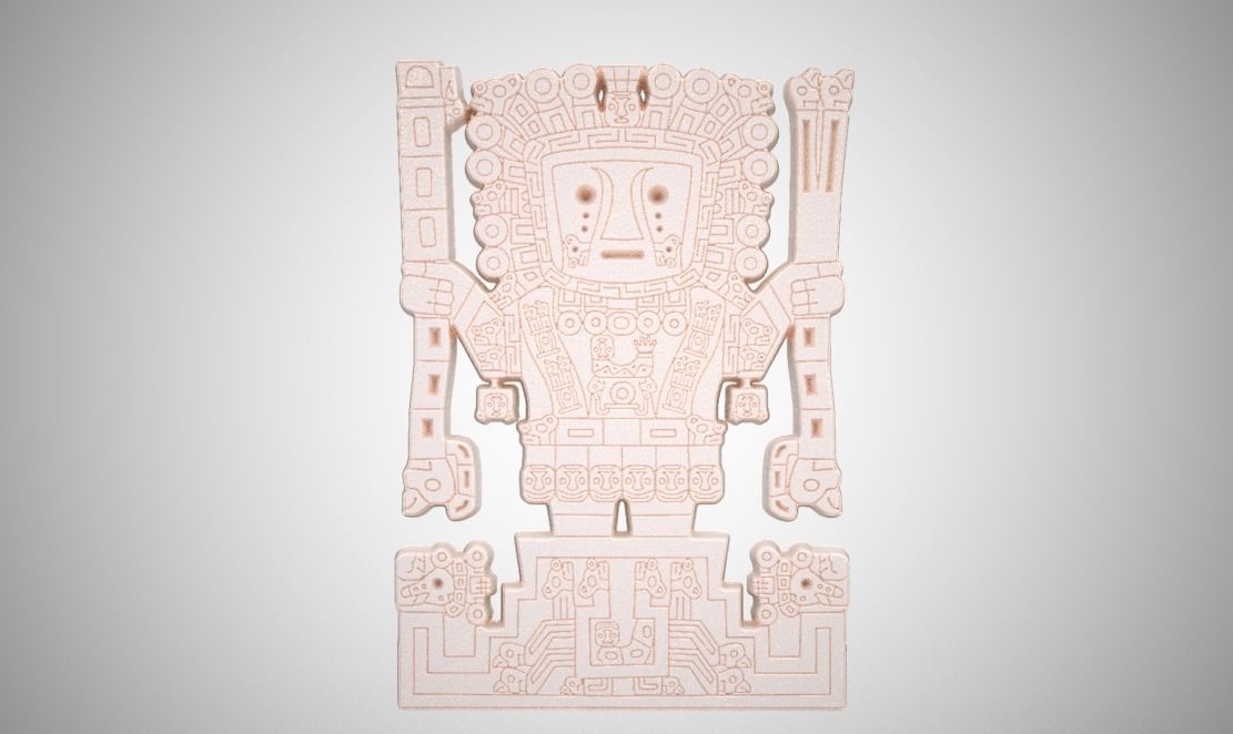 Viracocha aztec statue in turquoise 3D print model_8