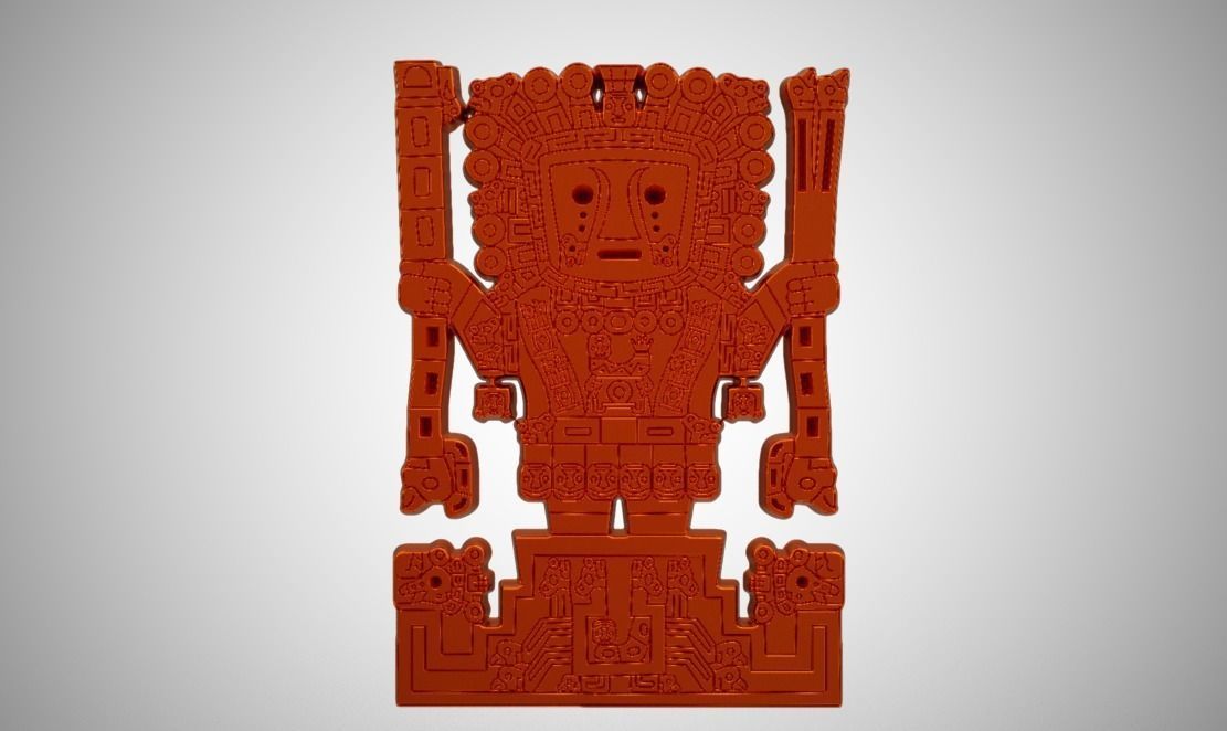 Viracocha aztec statue in turquoise 3D print model_7