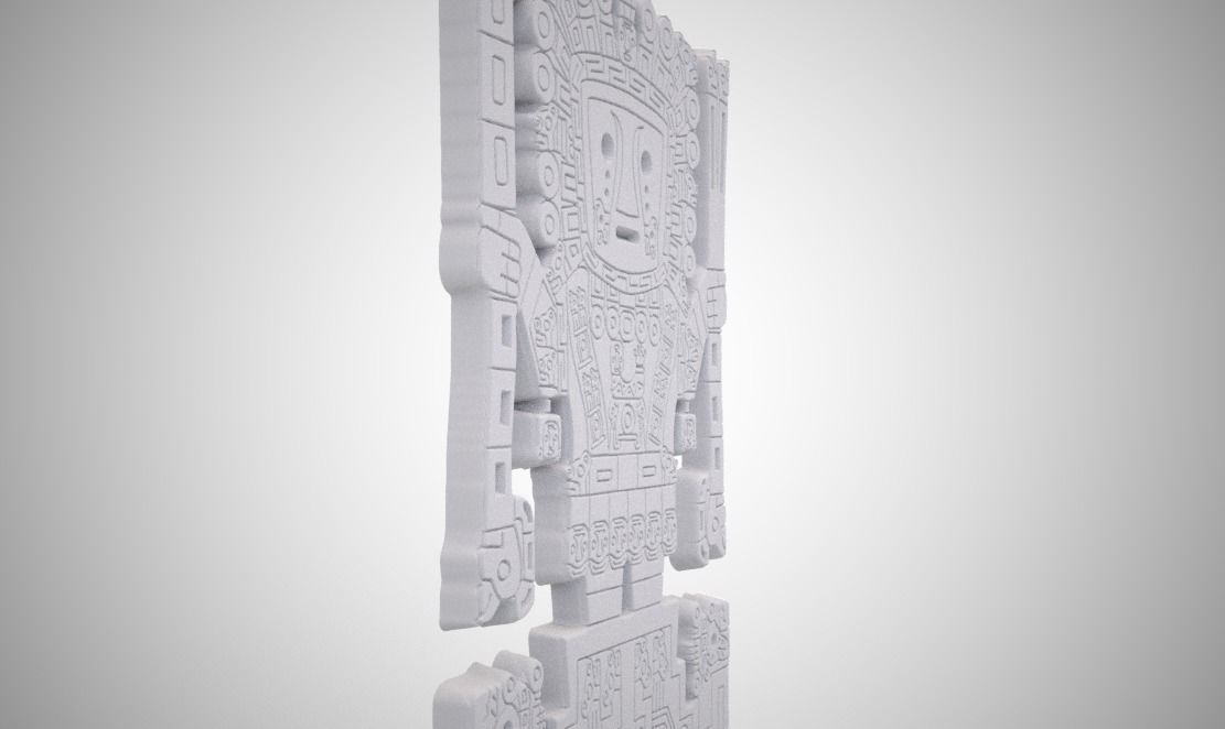 Viracocha aztec statue in turquoise 3D print model_10