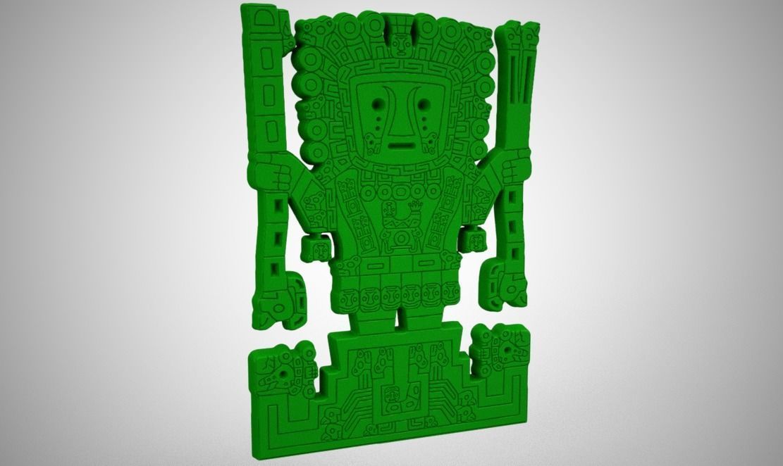 Viracocha aztec statue in turquoise 3D print model_4