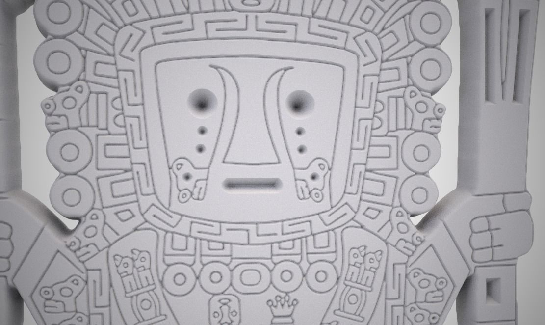 Viracocha aztec statue in turquoise 3D print model_12