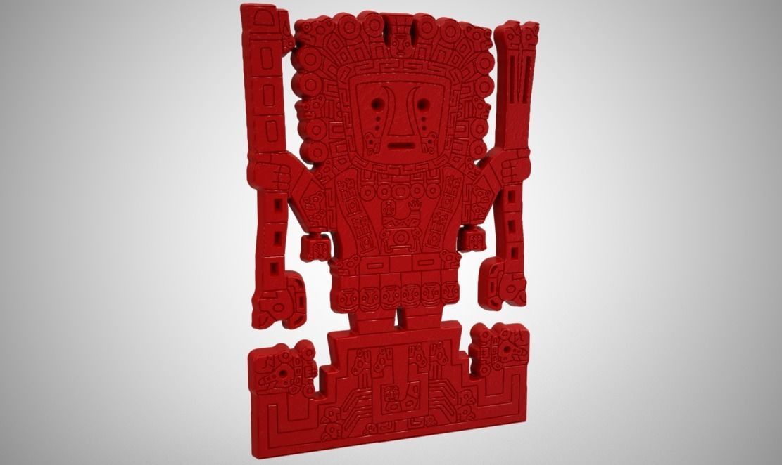 Viracocha aztec statue in turquoise 3D print model_1
