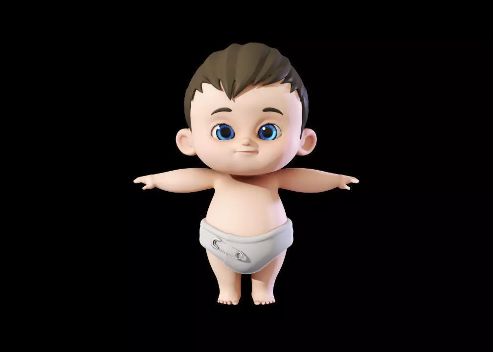 Cartoon Cute Baby Boy 3D model 3D model_0