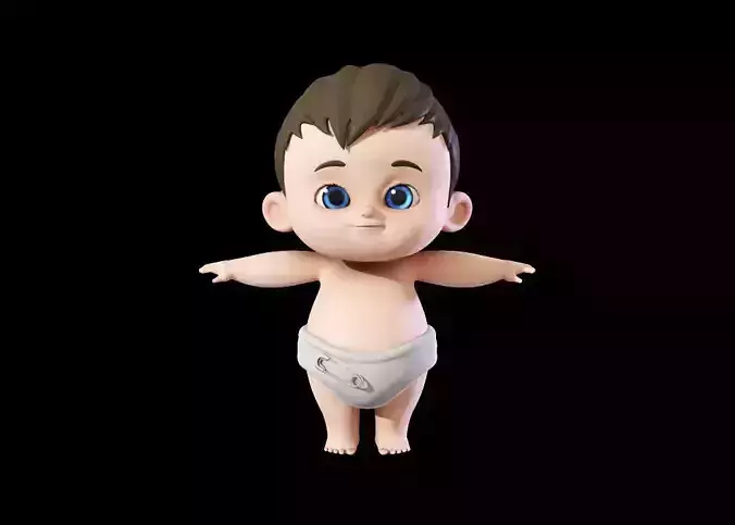 Cartoon Cute Baby Boy 3D model 3D model