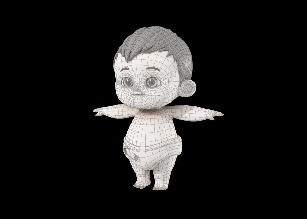 Cartoon Cute Baby Boy 3D model 3D model_9