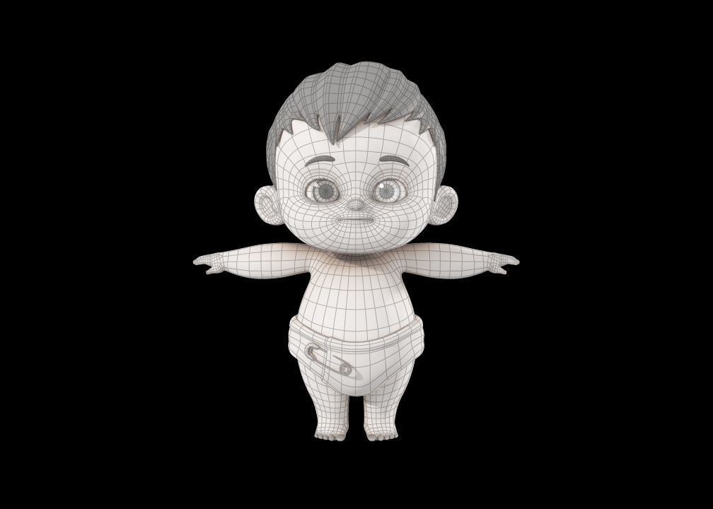 Cartoon Cute Baby Boy 3D model 3D model_8