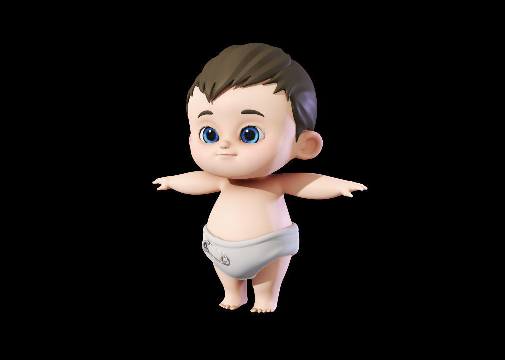 Cartoon Cute Baby Boy 3D model 3D model_1