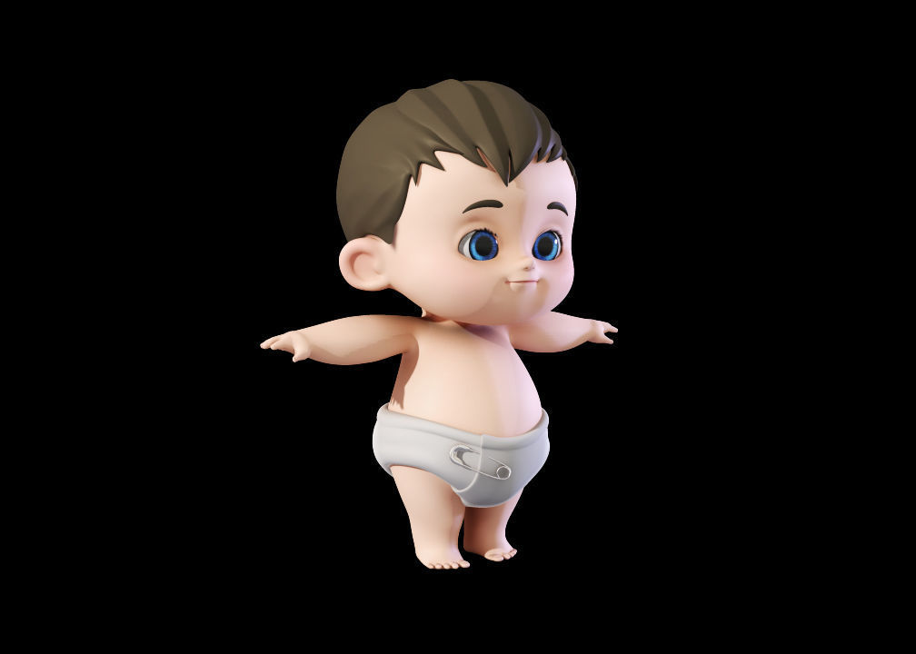 Cartoon Cute Baby Boy 3D model 3D model_7