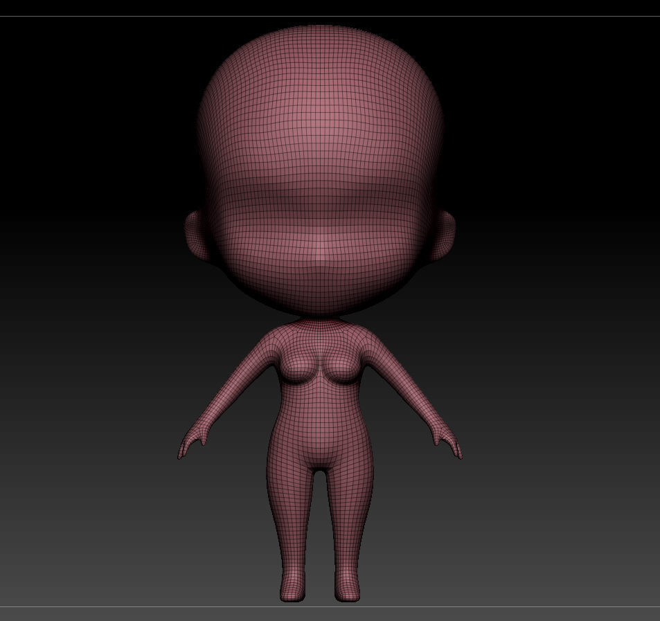 Base female chibi zbrush 3D model_3