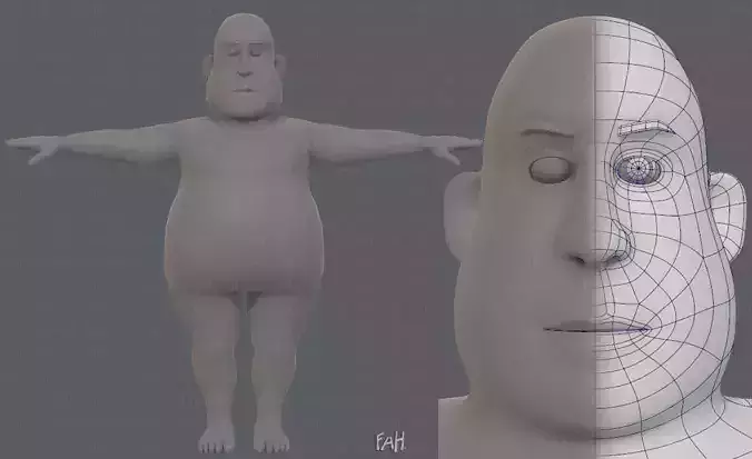 Base mesh man character V09 Low-poly 3D model