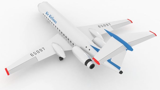 TU 134 Airplane Stylized lowpoly Low-poly 3D model