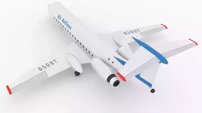 TU 134 Airplane Stylized lowpoly