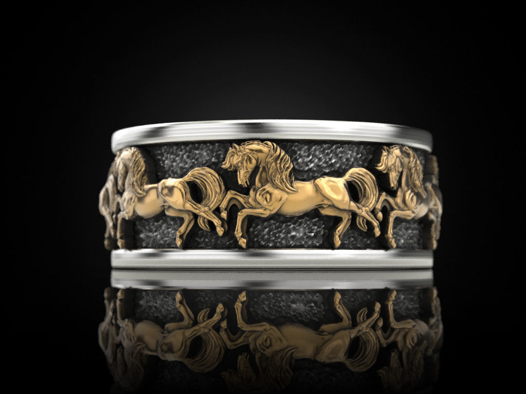 Wedding Ring horses 3D print model_1