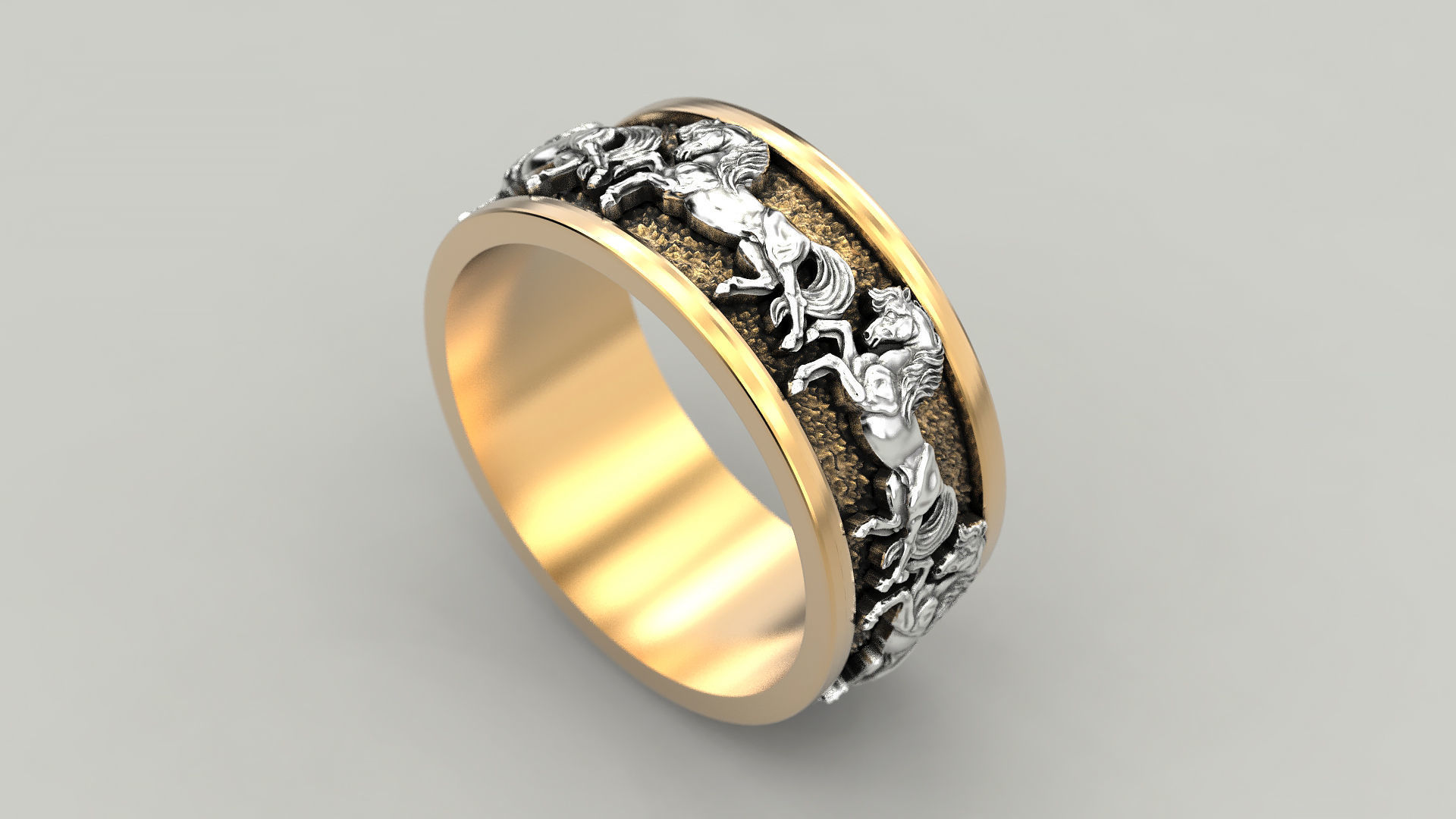 Wedding Ring horses 3D print model_6