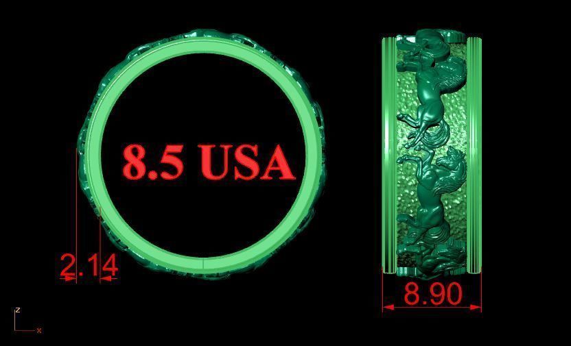 Wedding Ring horses 3D print model_8