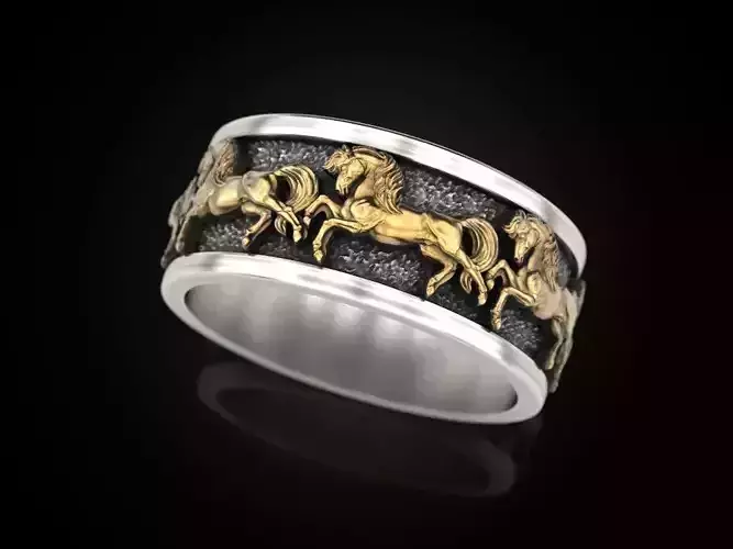 Wedding Ring horses 3D print model