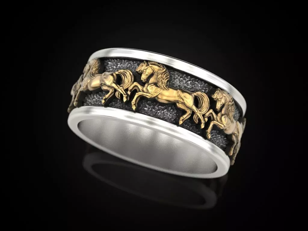 Wedding Ring horses 3D print model_0