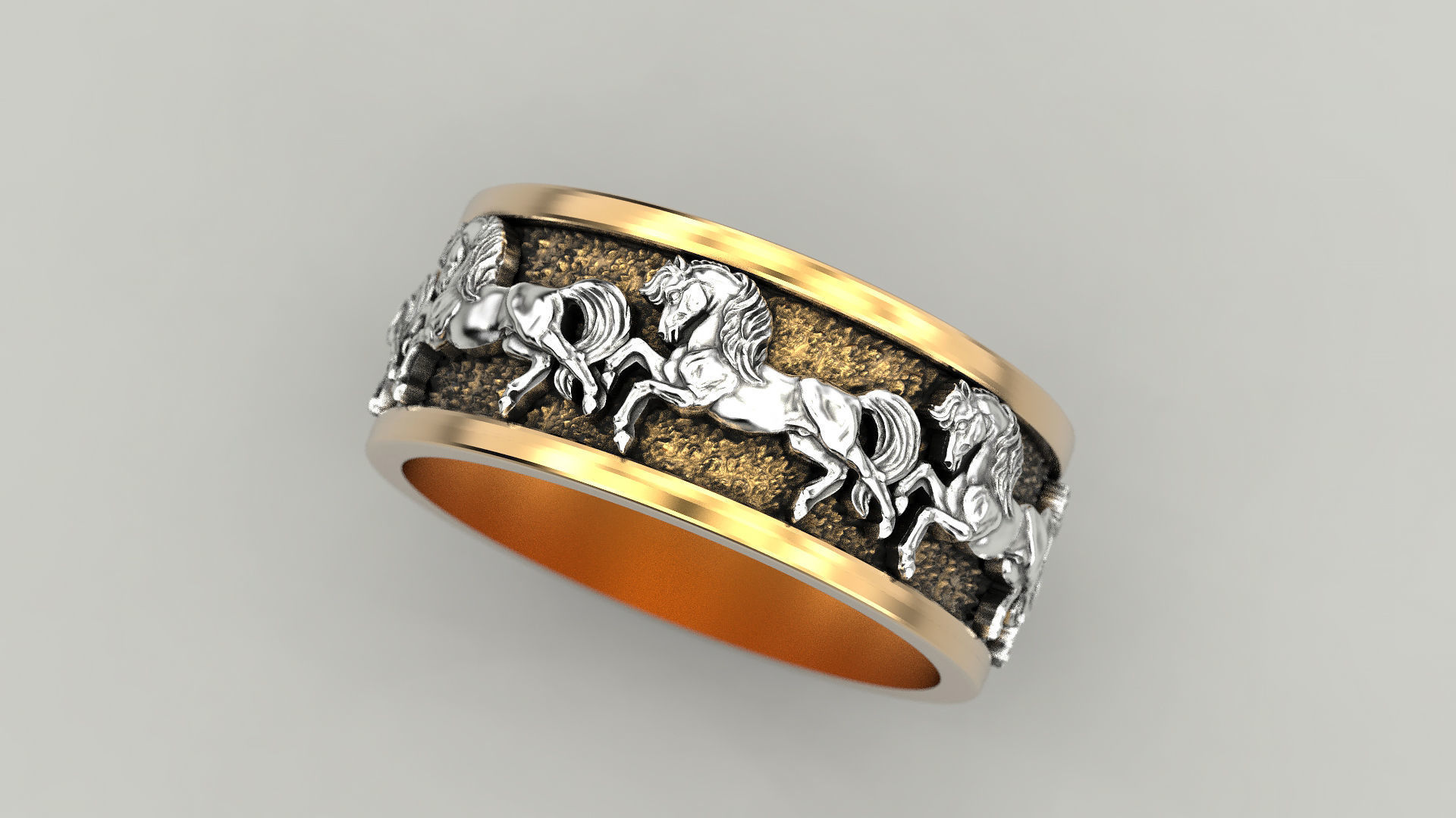Wedding Ring horses 3D print model_4