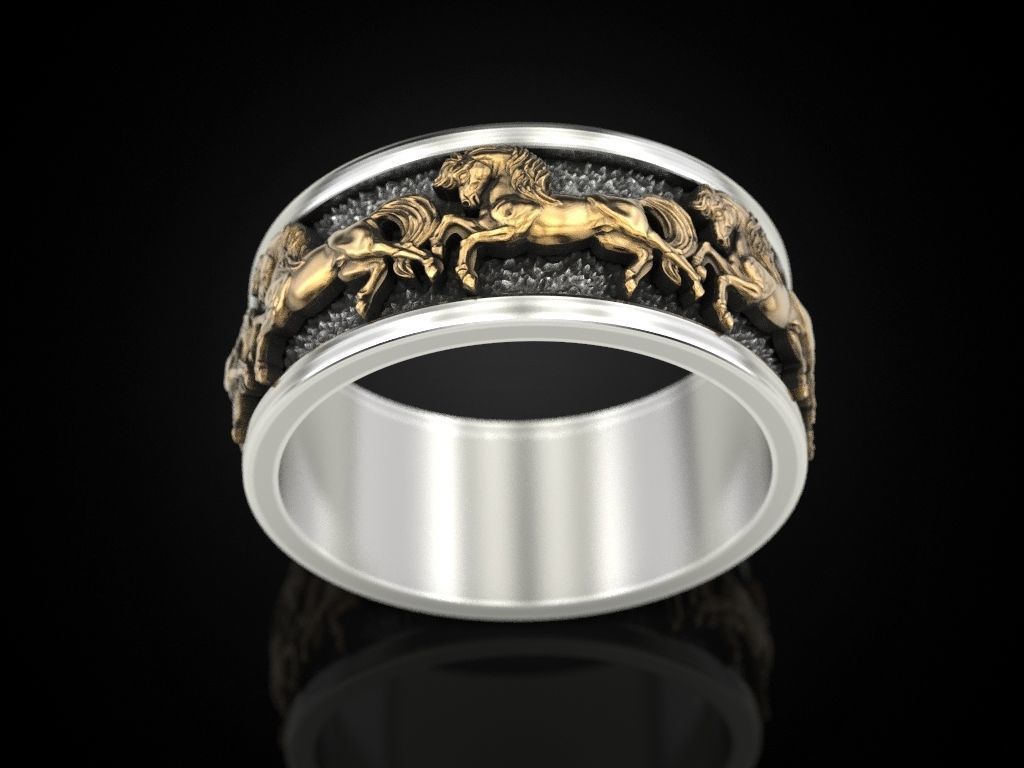 Wedding Ring horses 3D print model_2