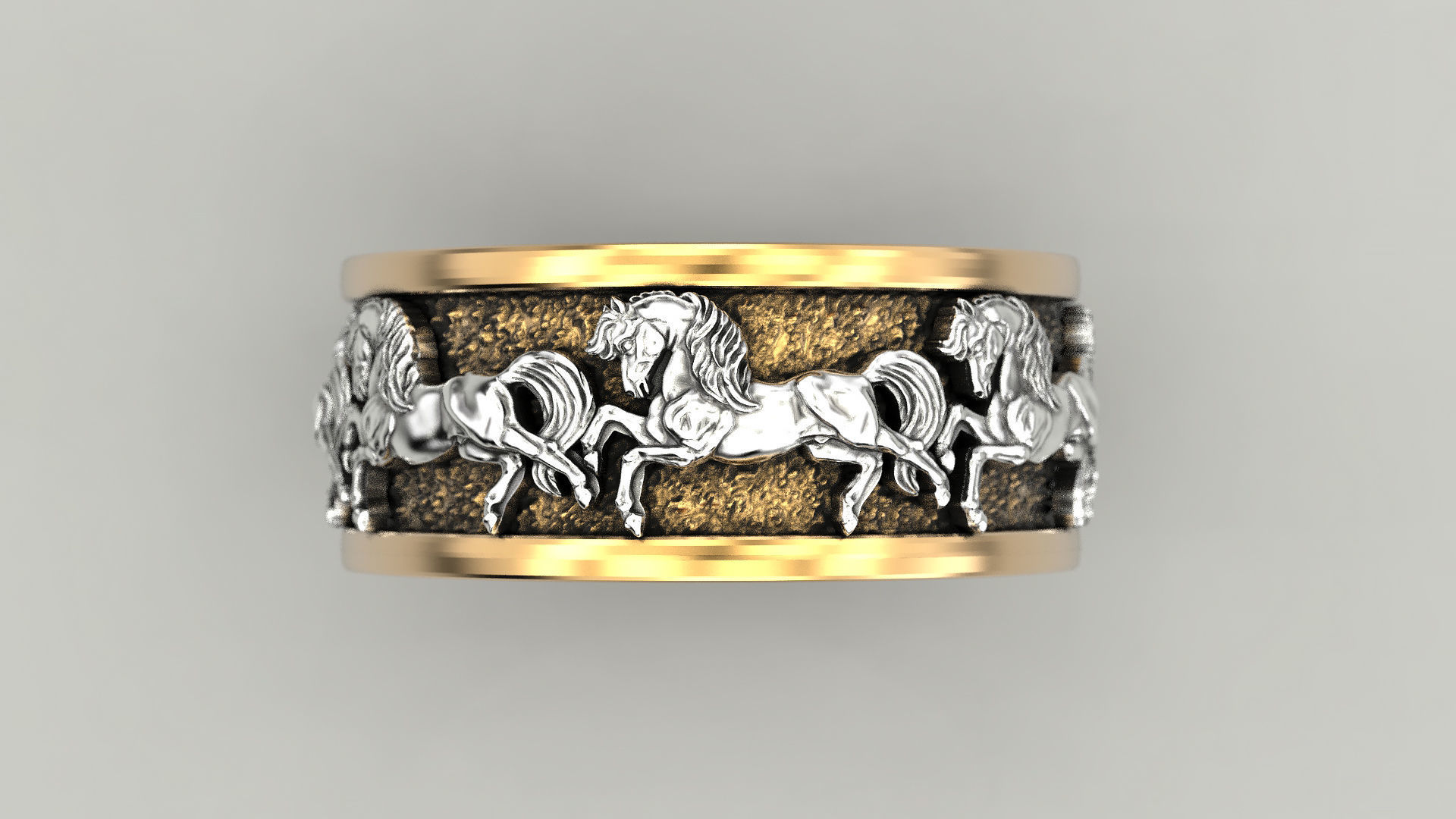Wedding Ring horses 3D print model_5