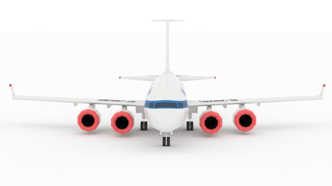 Passenger Airplane Stylized lowpoly Low-poly 3D model