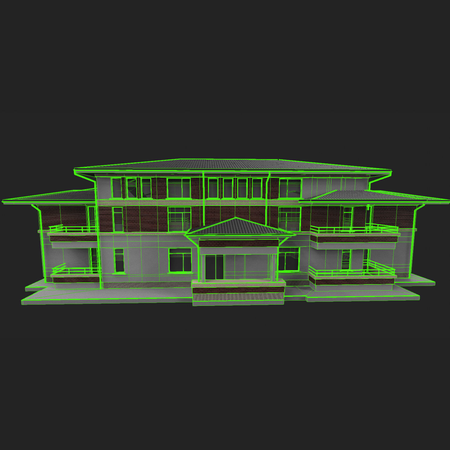 Apartment Building Game Ready Low-poly 3D model_15