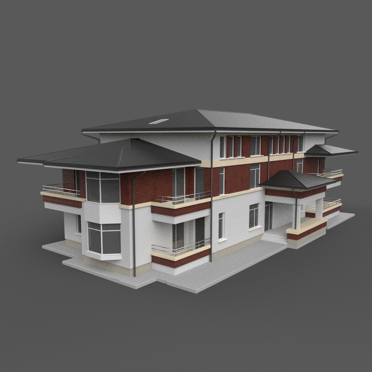 Apartment Building Game Ready Low-poly 3D model_1