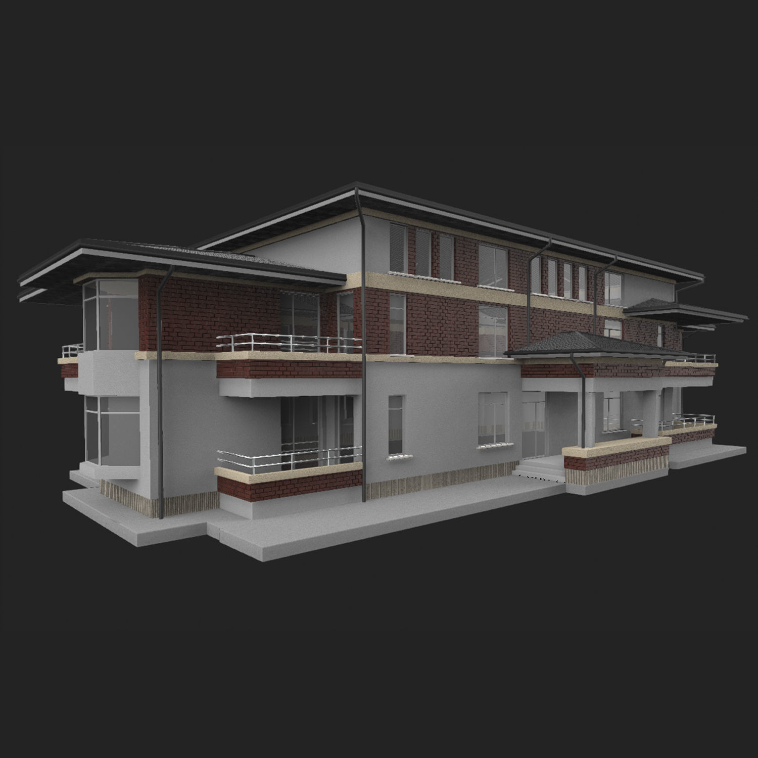 Apartment Building Game Ready Low-poly 3D model_11