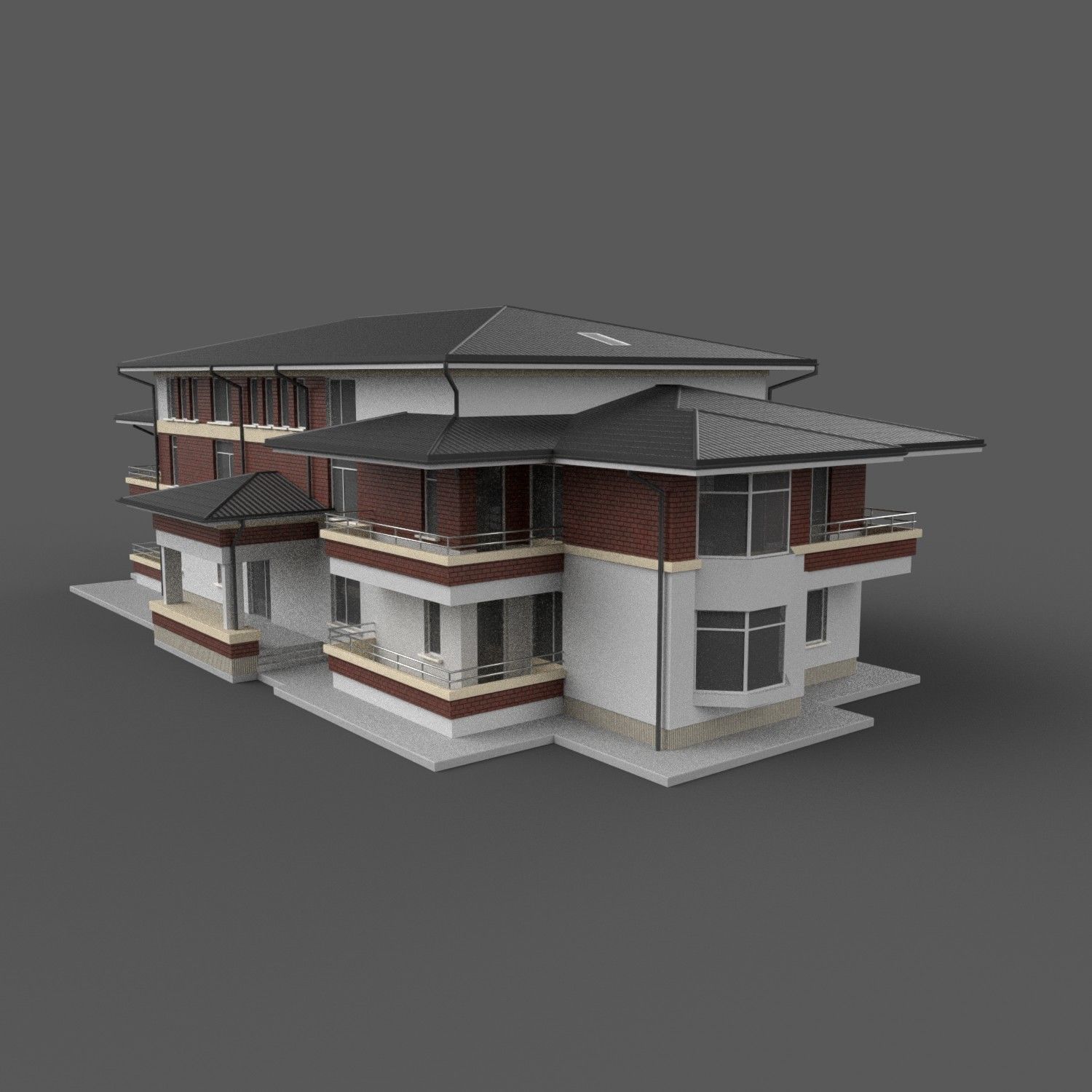 Apartment Building Game Ready Low-poly 3D model_4